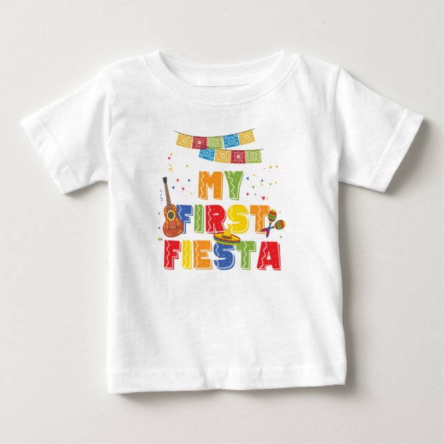 Camiseta Para Bebê Primeiro Fiesta Boy Birthday Tshirt (Frente)