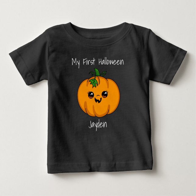 Camiseta Para Bebê Primeiro Halloween - Bebê Personalizado (Frente)