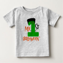 Camiseta Para Bebê Primeiro Halloween Frankenstein Design