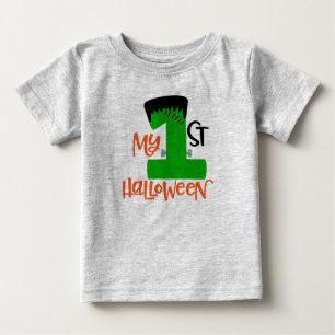 Camiseta Para Bebê Primeiro Halloween Frankenstein Design