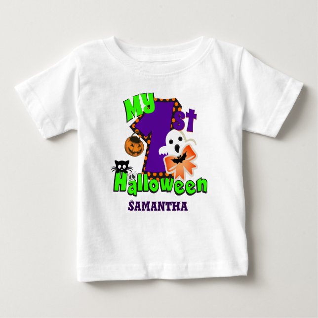 Camiseta Para Bebê Primeiro Halloween Ghost (Frente)