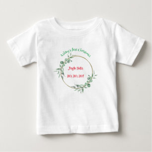 Camiseta Para Bebê Primeiro Natal, Bebê Top. Texto personalizável.