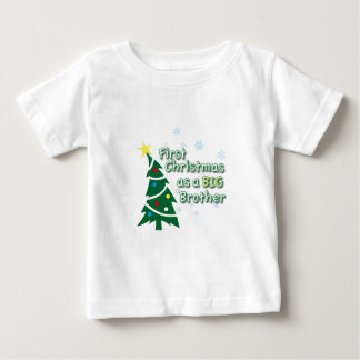 Camiseta Para Bebê Primeiro Natal como um Grande Irmão