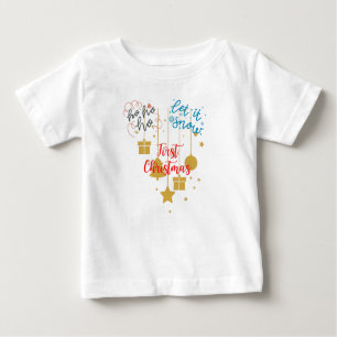 Camiseta Para Bebê Primeiro Natal do Bebê