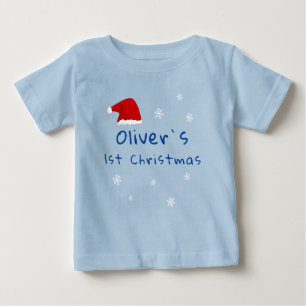 Camiseta Para Bebê Primeiro Natal do Bebê Chapéu de Papai Noel Floco