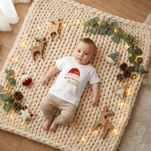 Camiseta Para Bebê Primeiro Natal do Bebê Chapéu Vermelho do Papai No