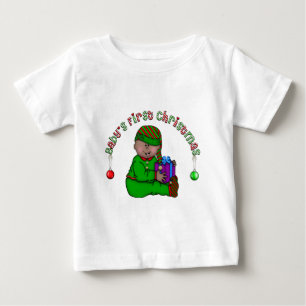 Camiseta Para Bebê Primeiro Natal do Bebê Elfo (AA2)