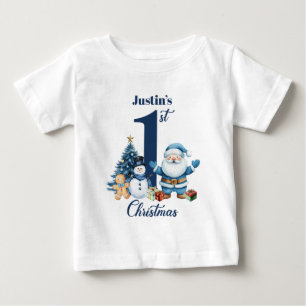 Camiseta Para Bebê Primeiro Natal do Bebê Menino Personalizado Papai