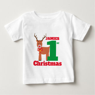 Camiseta Para Bebê Primeiro Natal do Bebê Nocivo Vermelho Bonito