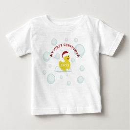 Camiseta Para Bebê Primeiro Natal do Bebê Pato de Borracha
