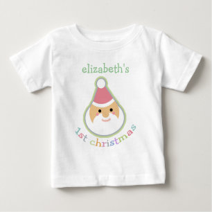 Camiseta Para Bebê Primeiro Natal do Bebê Personalizado