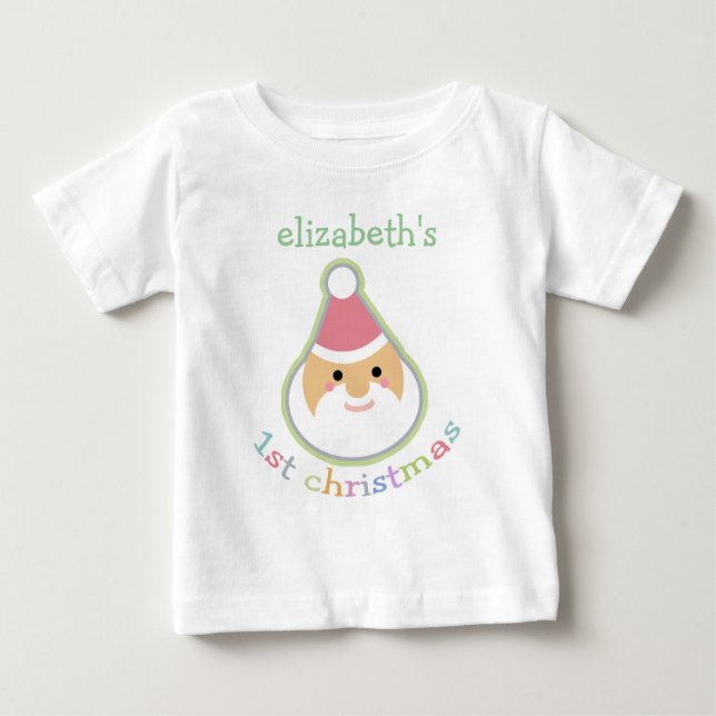 Camiseta Para Bebê Primeiro Natal do Bebê Personalizado (Frente)