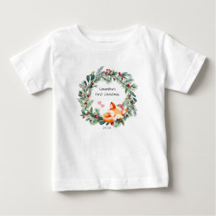 Camiseta Para Bebê Primeiro Natal do Bebê Raposinha