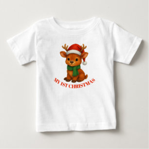 Camiseta Para Bebê Primeiro Natal do Bebê Rena