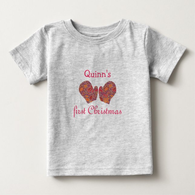 Camiseta Para Bebê Primeiro Natal do Bebê T (Frente)