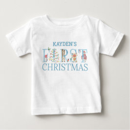 Camiseta Para Bebê Primeiro Natal - Letras de Animais Cons