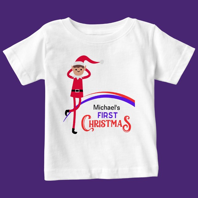 Camiseta Para Bebê Primeiro Natal Personalizado (Criador carregado)