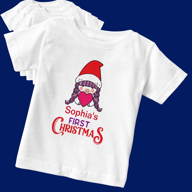 Camiseta Para Bebê Primeiro Natal Personalizado (Criador carregado)
