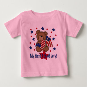 Camiseta Para Bebê Primeiro quarto do urso patriótico de julho