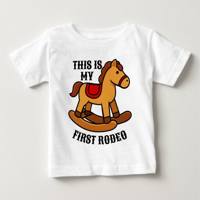 Camiseta Para Bebê Primeiro Rodeio Um Aniversário Divertido (Frente)