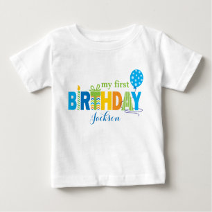 Camiseta Para Bebê Primeiro Tshirt do aniversário personalizado