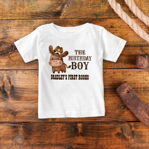 Camiseta Para Bebê Primeiro vaqueiro rodeio nome personalizado