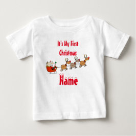 Camiseta Para Bebê Primeiro Xmas Keepsasasak do Bebê - Gift adicione