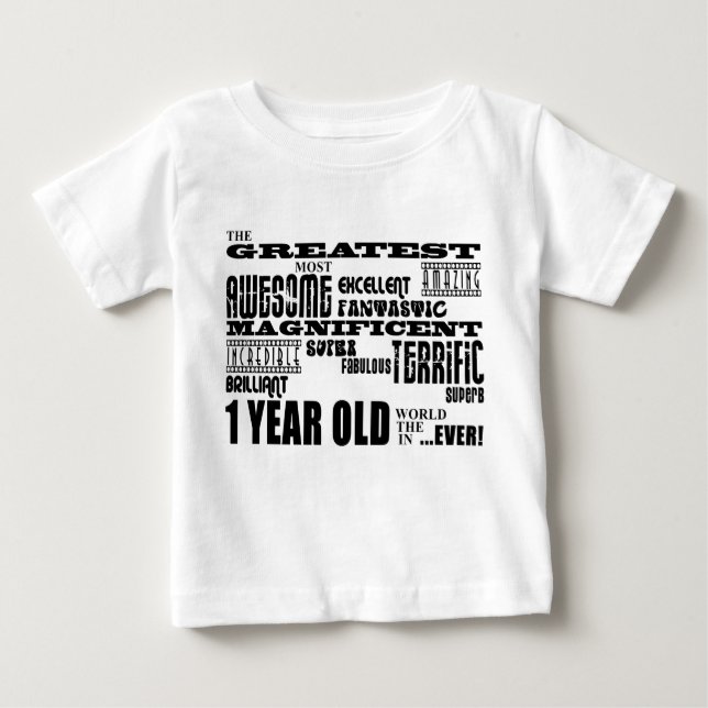 Camiseta Para Bebê Primeiros aniversarios modernos legal: O grande (Frente)