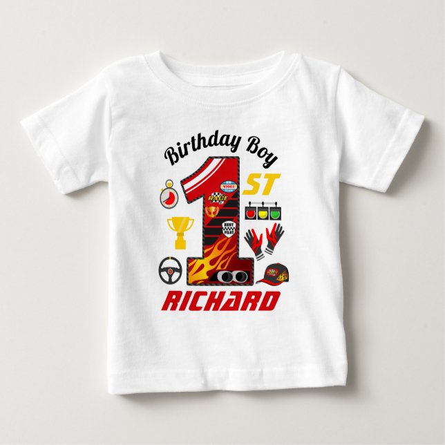 Camiseta Para Bebê Primeiros Carros de Aniversário | Garoto de aniver (Frente)