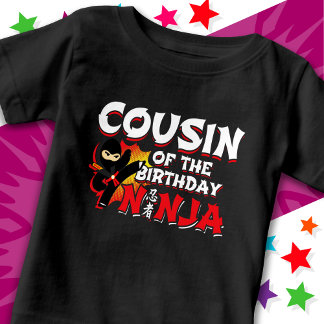Camiseta Para Bebê Primo do Ninja de Aniversário em Estilo de Quadrin