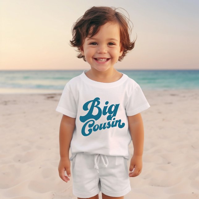 Camiseta Para Bebê Primo Grande Bonito | Família Ocean Blue Matching (Criador carregado)