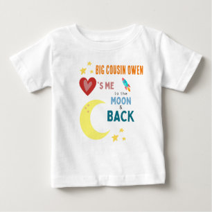 Camiseta Para Bebê Primo me ama à lua e volta Baby T-Shirt