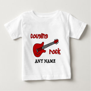 Camiseta Para Bebê Primos Rock! Com Violão Vermelho