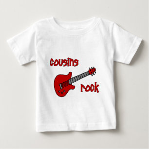 Camiseta Para Bebê Primos Rock! Com Violão Vermelho