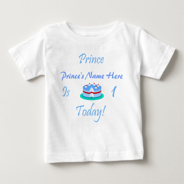 Camiseta Para Bebê Prince (Seu Nome) É 1 Hoje (Frente)