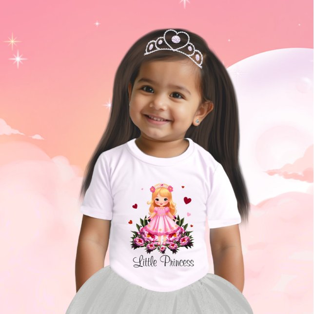 Camiseta Para Bebê Princesa adorável com flores (Criador carregado)