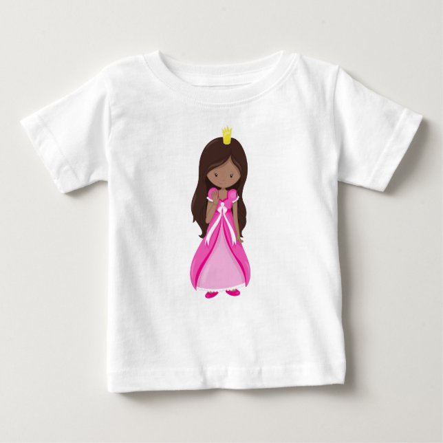Camiseta Para Bebê Princesa Afro-Americana, Rainha, Vestido, Vestido  (Frente)