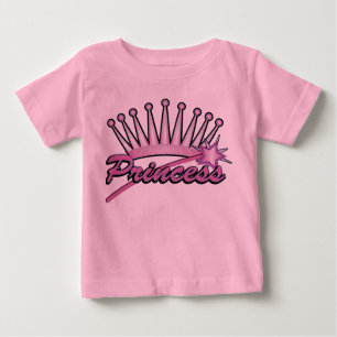 Camiseta Para Bebê Princesa cor-de-rosa Coroa