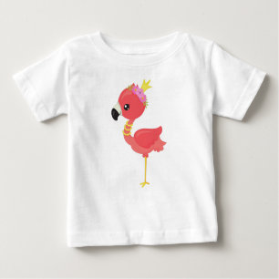 Camiseta Para Bebê Princesa Flamingo, Coroa, Flamingo Cute, Flores