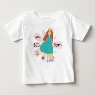 Camiseta Para Bebê Princesa Irmã Marrom Cabelo