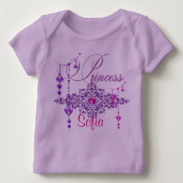 Camiseta Para Bebê Princesa Joias Lavanda Leves Bebê (Frente)