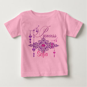 Camiseta Para Bebê Princesa Joias Tutu Bebê Rosa Personalizado