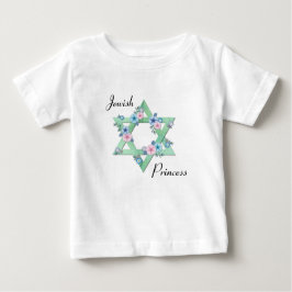 Camiseta Para Bebê Princesa Judaica Estrela de David com flores paste
