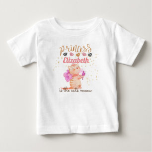 Camiseta Para Bebê Princesa (NOME) É O Gato Que Mede Garotas Chá Ro