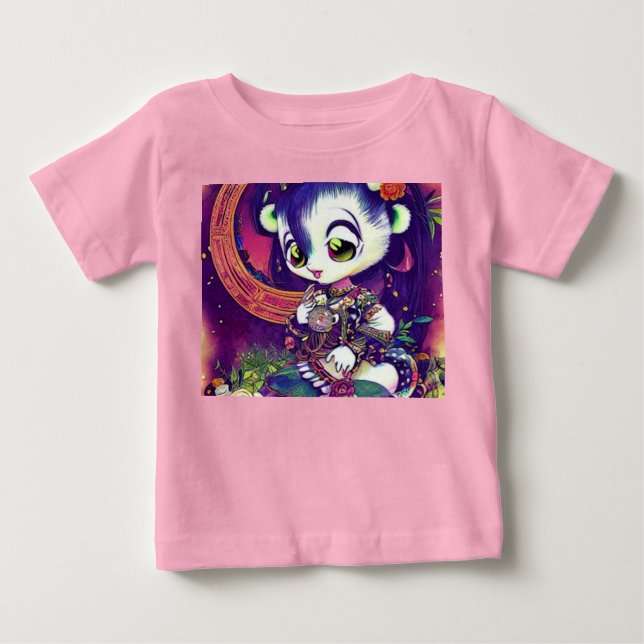 Camiseta Para Bebê Princesa Panda Sonhos Roupas Violetas- (Frente)
