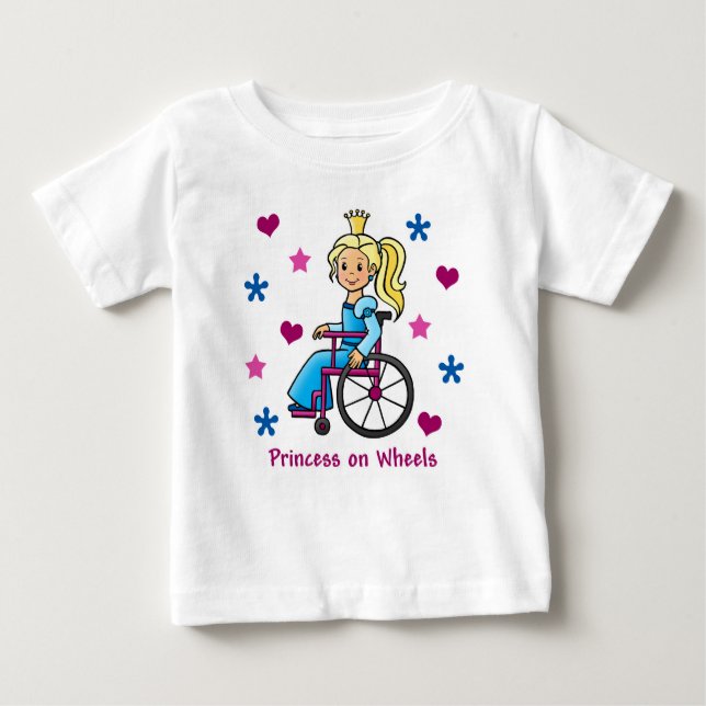 Camiseta Para Bebê Princesa para cadeiras de rodas (Frente)