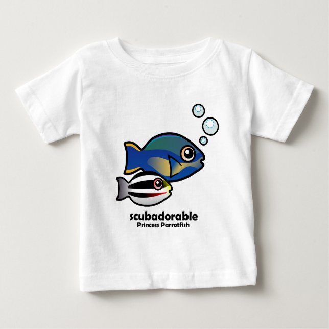Camiseta Para Bebê Princesa Parrotfish com bebê (Frente)