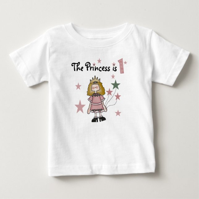 Camiseta Para Bebê Princesa primeiro aniversario (Frente)