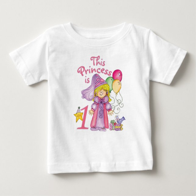 Camiseta Para Bebê Princesa Primeiro Aniversário (Frente)