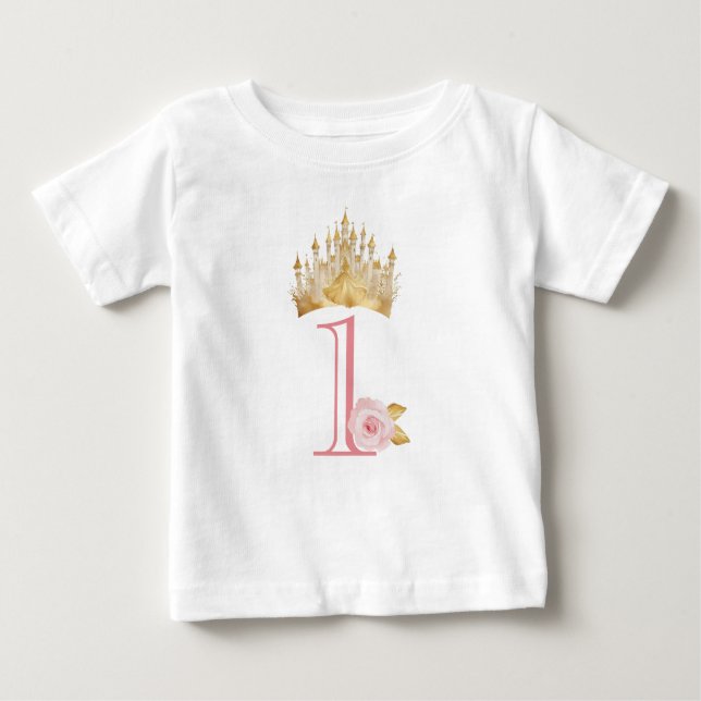 Camiseta Para Bebê Princesa primeiro aniversario Bebê T-Shirt (Frente)